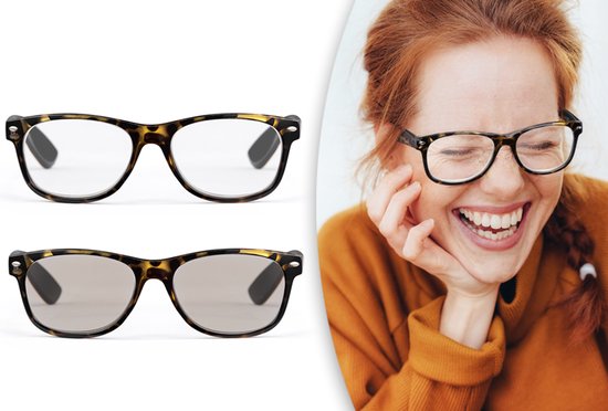 Milanoro - Praktische Lese- und Sonnenbrille in einem inklusive kostenlosem Schutzetui - Schildkrötenmotiv - +2