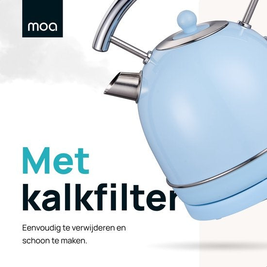 MOA Retro-Wasserkocher - Pastellblau - Elektrisch - Edelstahl - EK4TBL