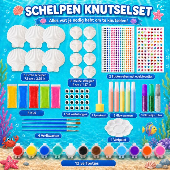 Vaive Muscheln bemalen, 75-teilig – Glow-in-the-Dark-Happy-Stones-Bastelset – Basteln – Bastelset für Mädchen und Jungen – Bastelsets