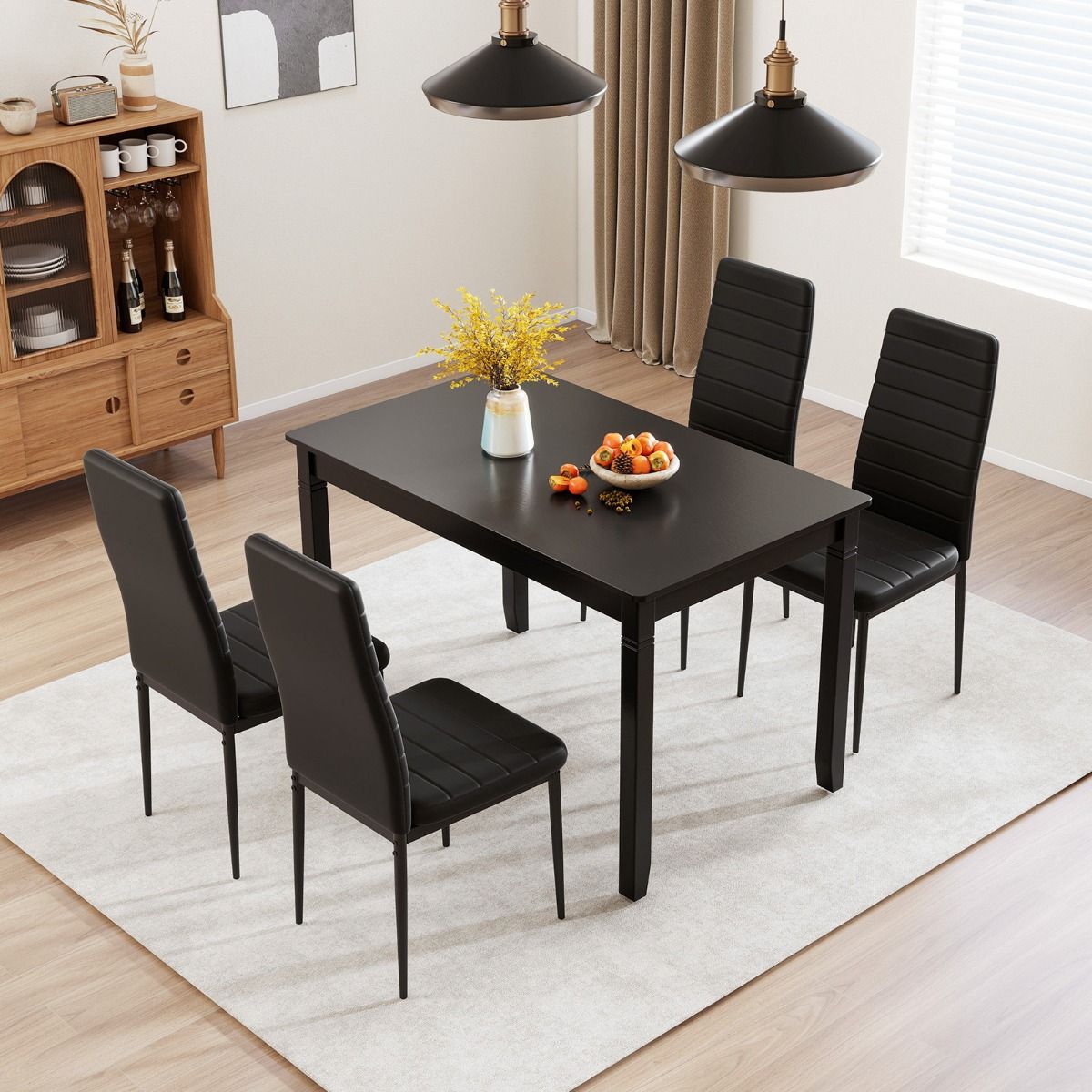 Coast Esszimmerstühle, 4er-Set – Kunstleder – Metallbeine – Schwarz
