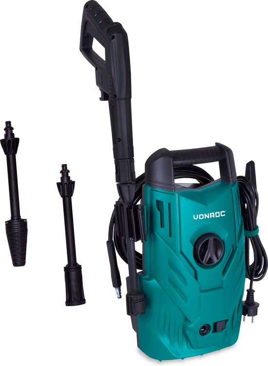 VONROC V14C-1 Hochdruckreiniger - 1400W - 110 bar - 390 l/h - Kompakt - Inkl. 5m Schlauch, Düsen und Zubehör