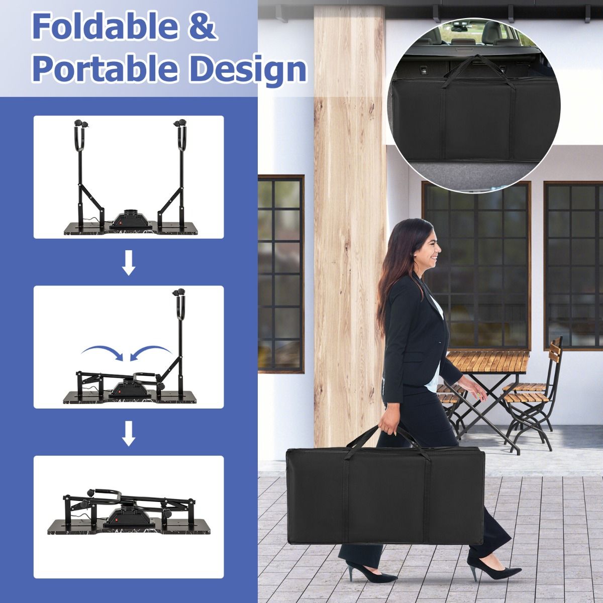 Coast Faltbarer professioneller Manikürtisch - 90 x 40 x 77 cm, Schwarz (Elektrische Staubabsaugung, LED-Lampe, Handgelenkkissen, Tragetasche)