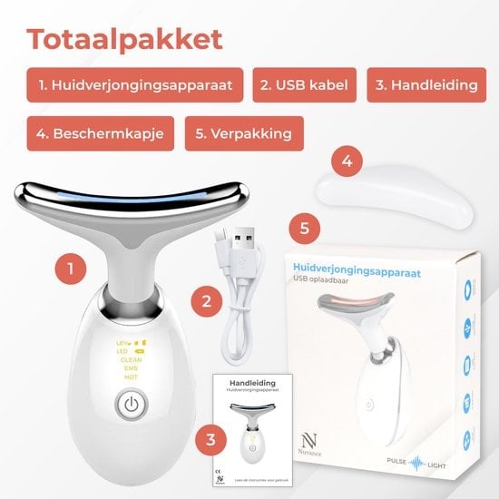 Nuvance - Skin Rejuvenator - Facelift Device - Hautpflege - USB aufladbar - Gesichtsreiniger - Reduzierung von Akne, Linien, Falten und Müdigkeit
