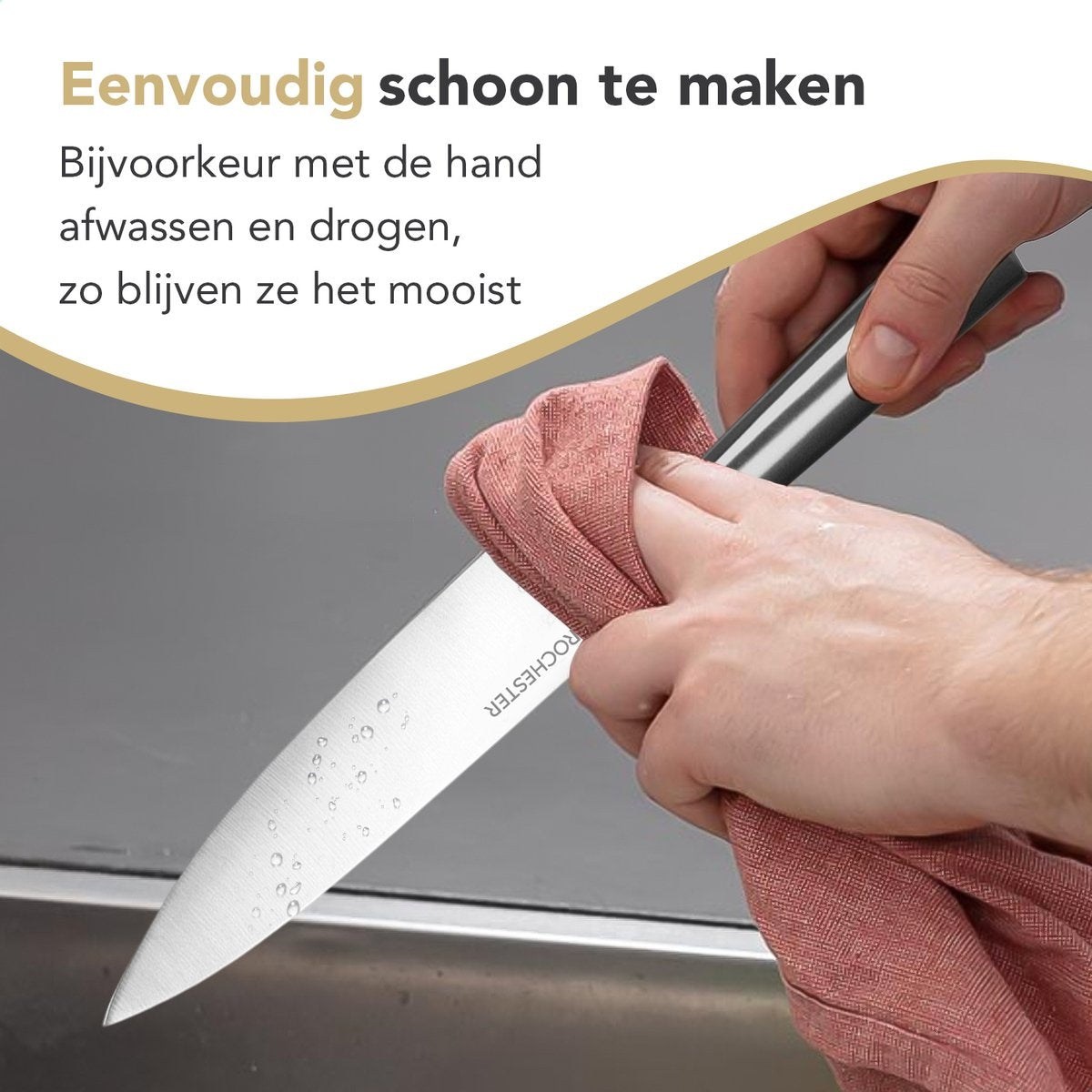 Rochester 14-teiliges Messerset mit Block und Messerschärfer - Küchenmesser mit Messerblock - Rostfreier Stahl - Kratzfeste Beschichtung