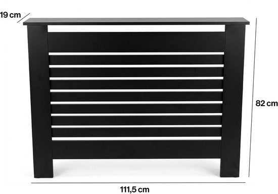 VDD – Heizkörperverkleidung – Heizungsdekoration – Schwarz – 111,5 x 19 x 82 cm