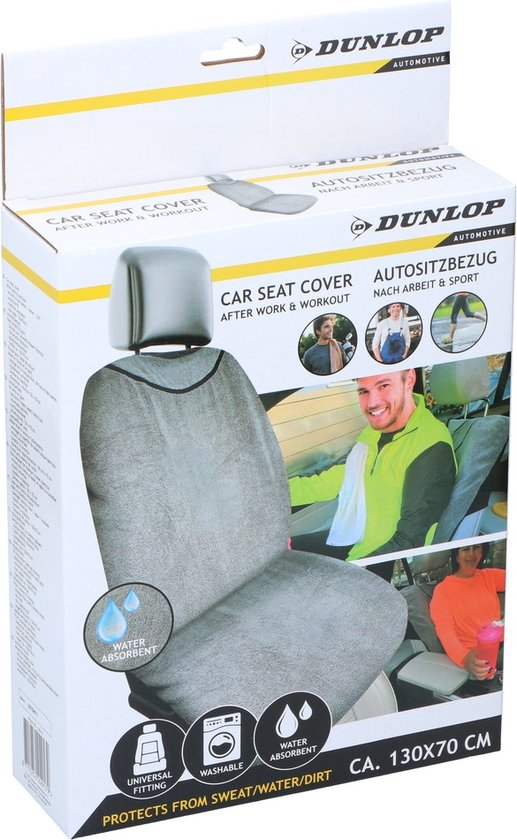 Dunlop Frottee Autositzbezug - Maschinenwaschbar - Grau - 130 x 70 cm