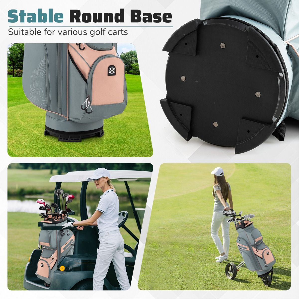 Coast Golfwagen-Tasche – 14 Fächer – 11 Staufächer – grau+orange