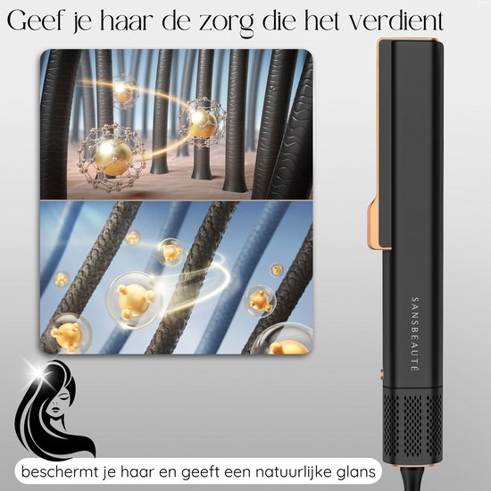 Sansbeauté® - Sanstraight Straightener - Wet-to-Dry - 2 in 1 - Haartrockner & Glätteisen - Coldshot - 80℃ bis 140℃ - Alternativer Dampfglätter