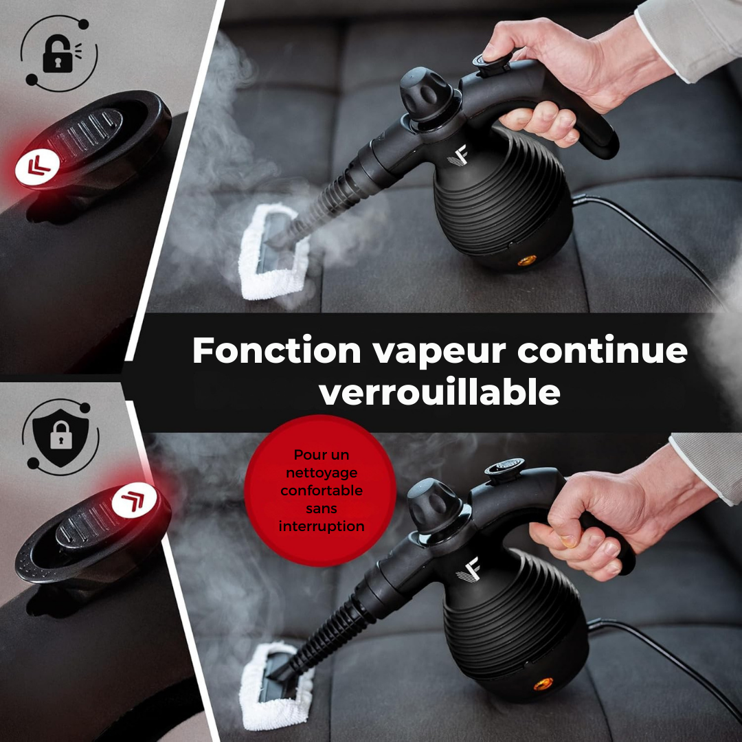 Hand-Dampreiniger Neighbour's Friend – Dampregelung – Inklusive 10 Zubehörteile – 350-ml-Tank – Schwarz