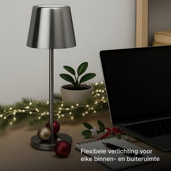Brilliant Xaana – wiederaufladbare Tischlampe – für drinnen und draußen – LED 4 W, 3000 K–6000 K – 3-stufige Dimmung – IP44 – Silber