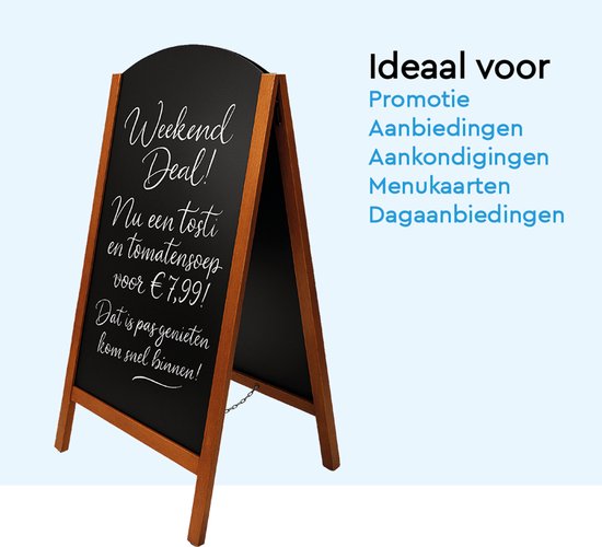 BRASQ Chalkboard Elegance Mahagoni - 70x130 CM - Chalkboard - Werbeschild - Bürgersteigschild - Doppelseitig - für Innen und Außen - Gastgewerbe