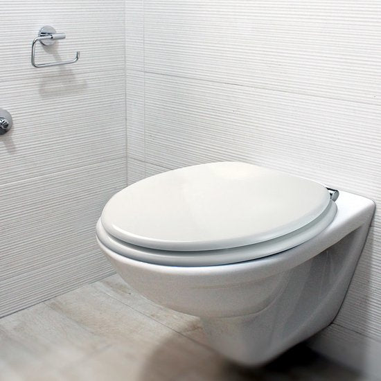 Casaria Toilettensitz mit Deckel und Verschlussmechanismus aus MDF, weiß
