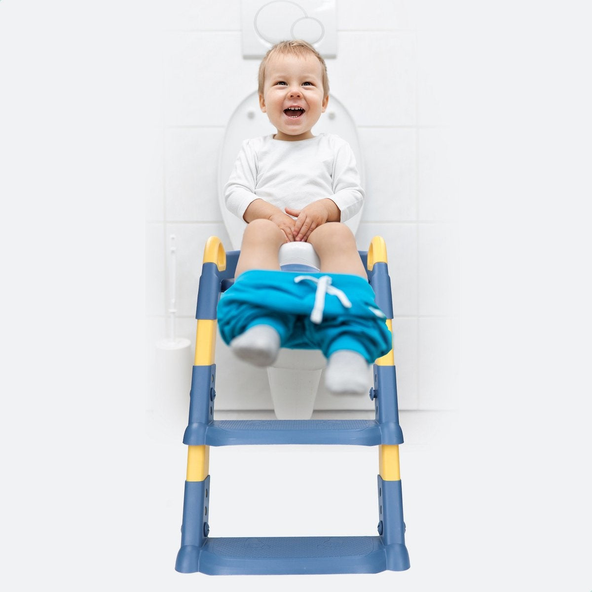 Macx & Macx Toilettenschublade mit Treppe - mit Griffen - faltbar - 2 bis 7 Jahre - blau