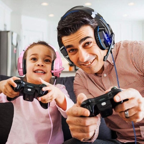 Kofire Valorise 2.4Ghz PS4 Wireless Gaming Headset - 7.1 Surround Sound - mit einziehbarem ENC Mikrofon - Over-Ear PS5 Kopfhörer - Multiplattform - Schwarz Rot