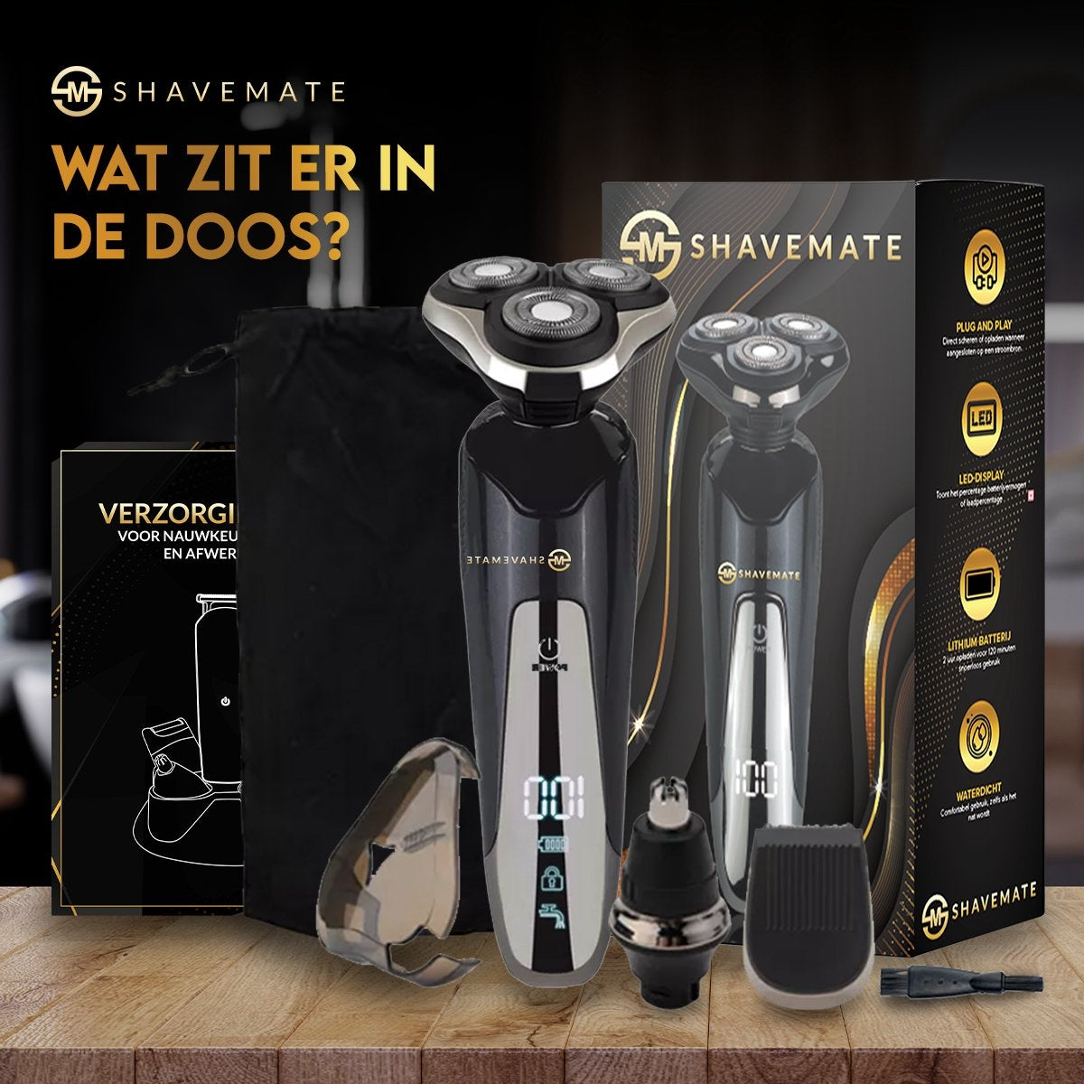 ShaveMate 3-in-1 Rasierer - Bartschneider - Haarschneider für Männer - Haarschneider-Set - Kabellos - Wasserdicht
