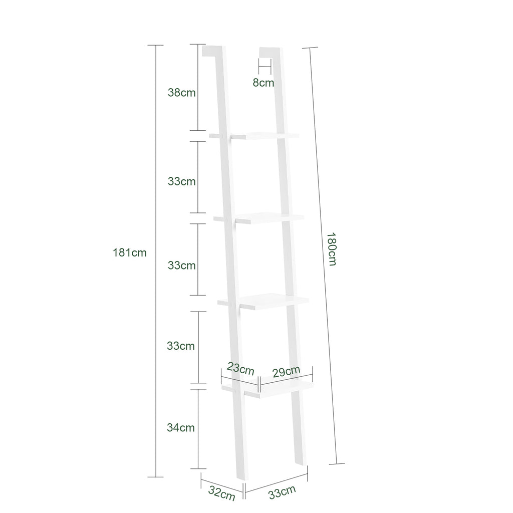 SoBuy Leiterregal FRG15-W – Weiß – 4 Regalböden – 33 x 23 x 180 cm