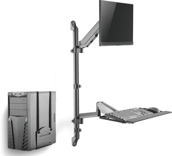 Sitz-Steh-Arbeitsplatz - Wandhalterung - Monitorhalterung - Tastatur Wandhalterung - Arbeitsstation