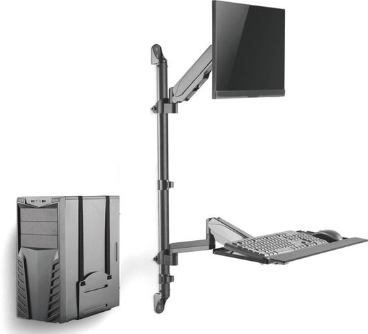 Sitz-Steh-Arbeitsplatz - Wandhalterung - Monitorhalterung - Tastatur Wandhalterung - Arbeitsstation