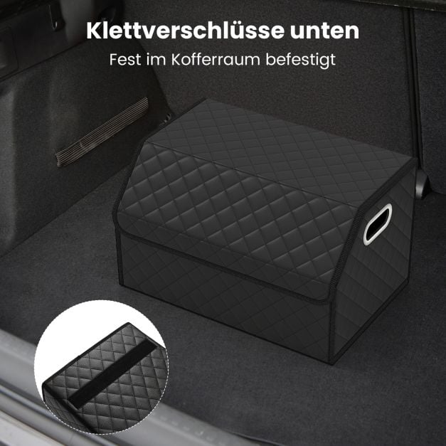 Coast Trunk Organiser Schwarz - Faltbare 35L Auto Aufbewahrungsbox mit Deckel und Trennwand - 30 x 47 x 27,5 cm