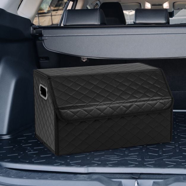 Coast Trunk Organiser Schwarz - Faltbare 35L Auto Aufbewahrungsbox mit Deckel und Trennwand - 30 x 47 x 27,5 cm