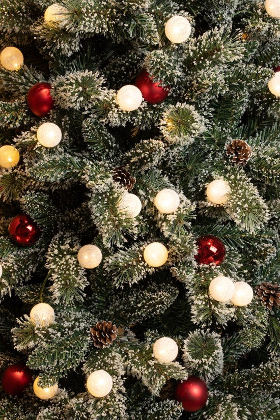 Black Box Trees Kaprun Kunstweihnachtsbaum mit Beleuchtung – Kunstweihnachtsbaum H 90 x Ø 51 cm – im Topf mit Dekoration – Grün, Rot, Frosted