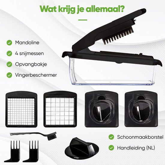 Stosh Mandoline - Gemüseschneider - Zwiebelschneider - Spiralschneider - 4 Stück - Schwarz - BPA frei