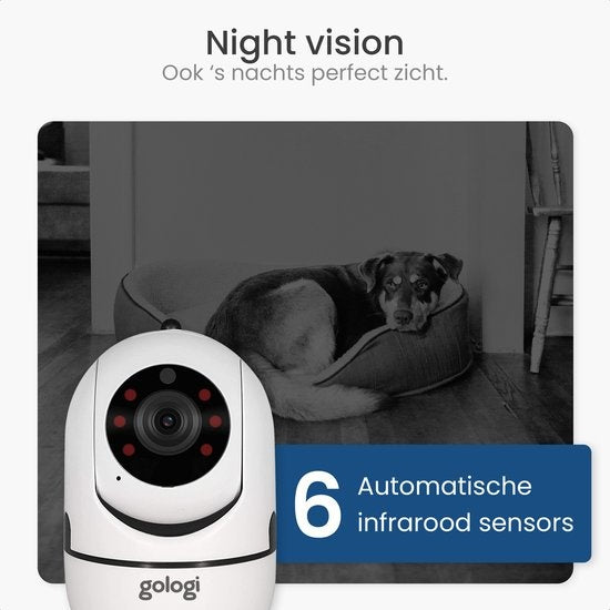 Gologi Haustierkamera - Hundekamera - Haustierkamera - Sicherheitskamera - Sicherheitskamera - Für alle Haustiere - Mit Wifi