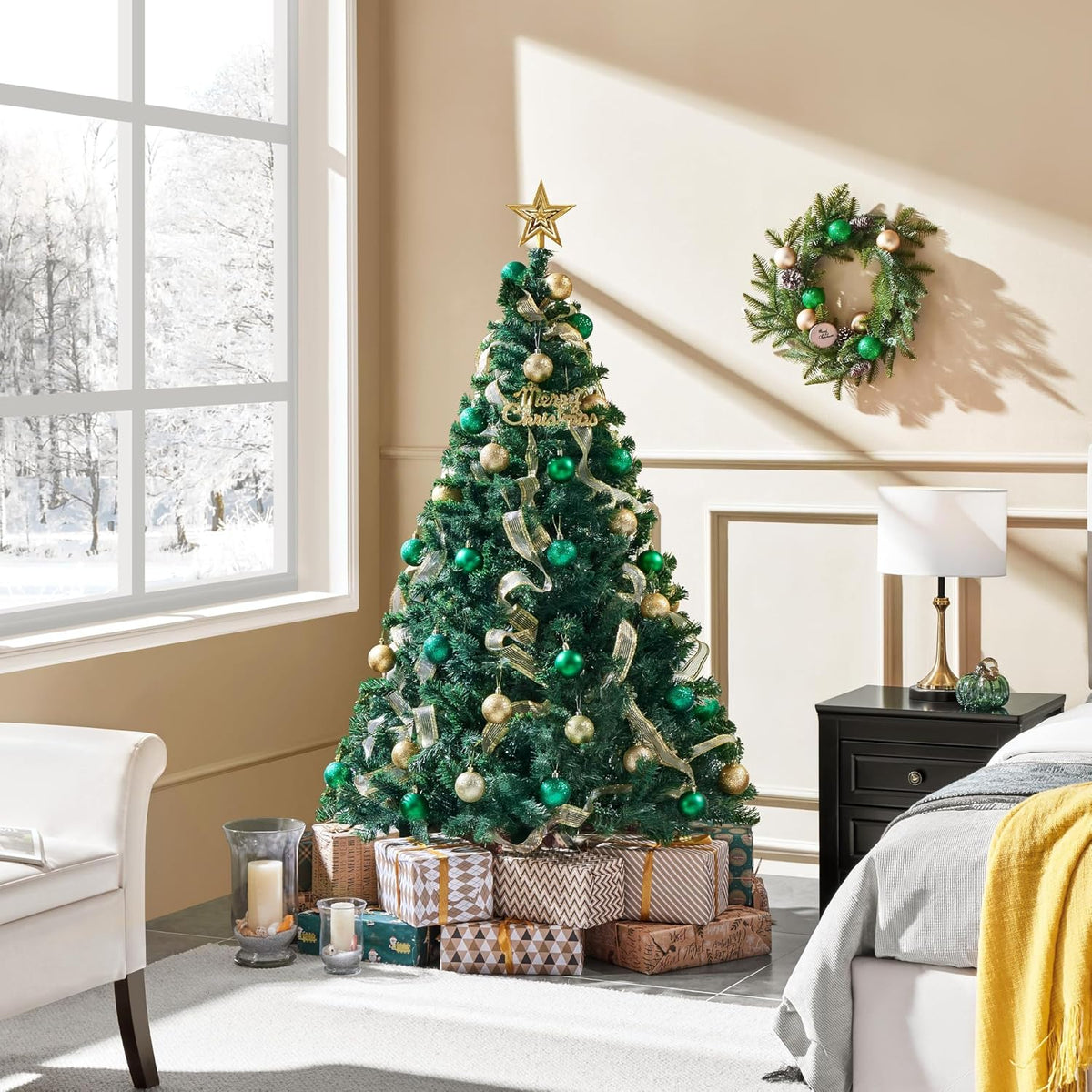 aheetech Kunstweihnachtsbaum – 182 x 93 x 93 cm – Grün – 528 Verzweigungen