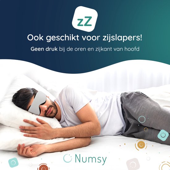 Numsy - Schlafmaske Frauen und Männer - Augenmaske Schlaf mit Memory Foam - 100% Dimmen - Hellgrau