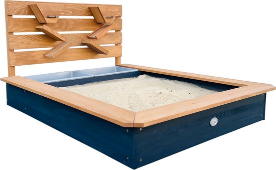 AXI Lina Sandkasten mit Sand- und Wasserbecken sowie Spielwand, anthrazit/braun – Sand & Wasser – Inklusive Abdeckplane und Bodenvlies – 10 Jahre Garantie!