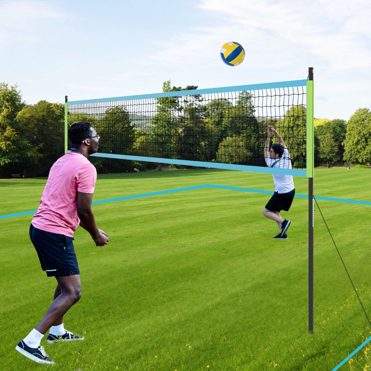 Coast Volleyballnetz für Pool und Strand - Verstellbar mit Ständern - 9,75 x 0,9 m - Grün