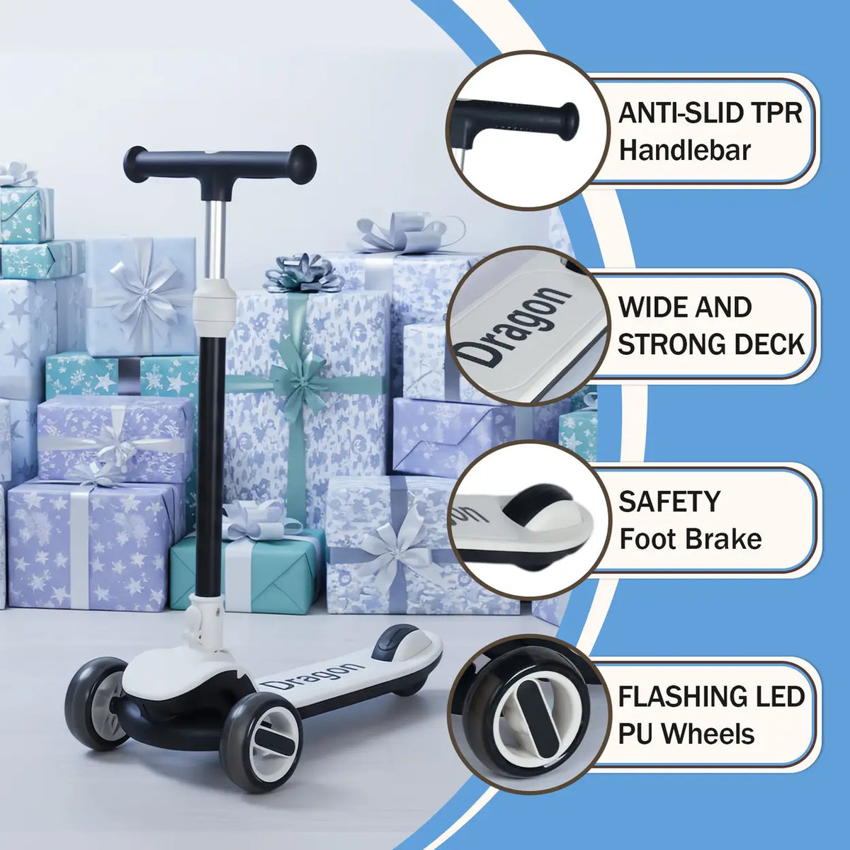 Neuleb YFQ Balance-Scooter mit beleuchteten Rädern – extra breites Deck – schwarz