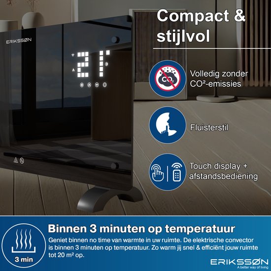 Erikssøn Elektroherd - 1500W Heizleistung - Schwarz