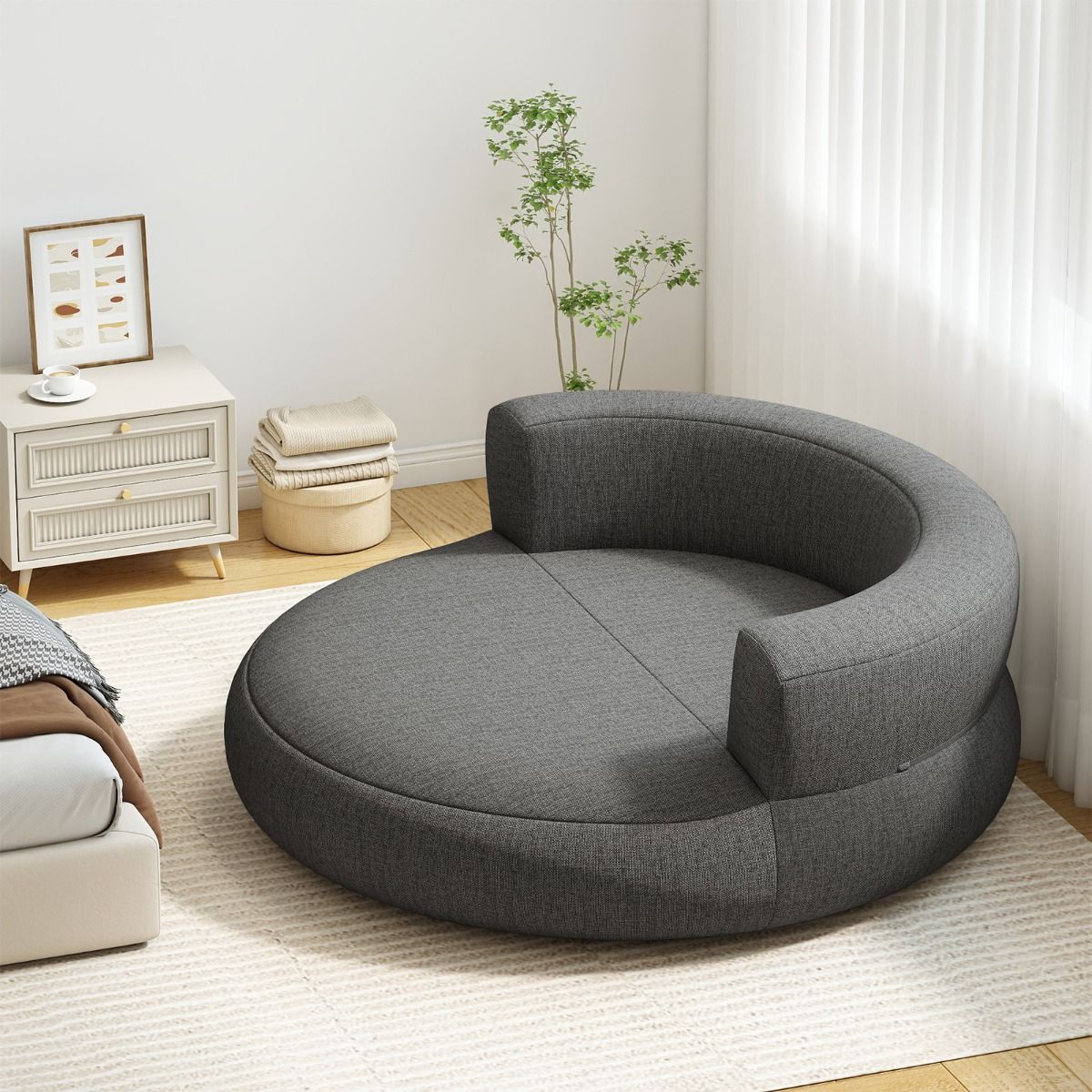 Coast Aufblasbare Couch – ergonomisches Design – abnehmbarer Bezug – grau – 160 x 164 x 61 cm