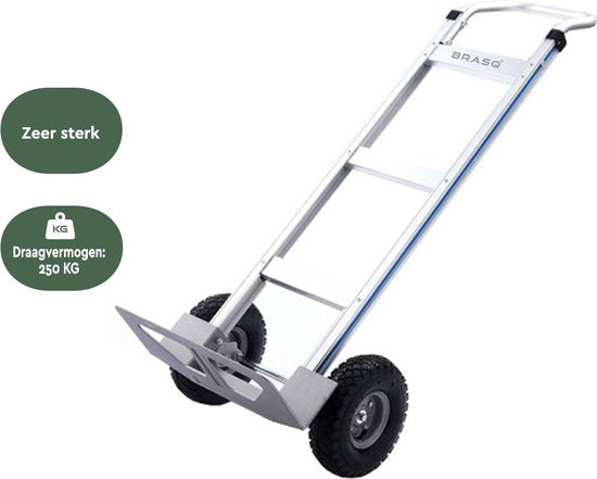 BRASQ Faltbarer Aluminium-Trolley - Kapazität 250 KG - Transportwagen - Plattformwagen - Trolley
