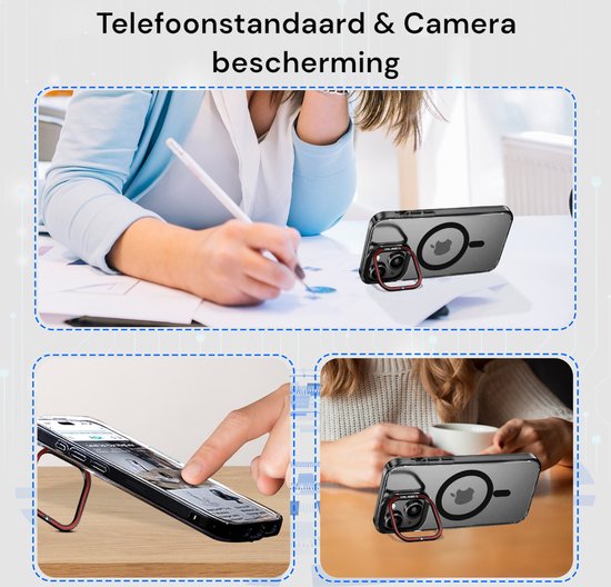 Tasche passend für iPhone 15 Plus Case - Mit 2 Displayschutzfolien - MagSafe Case - Mit Ständer