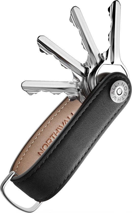 Northwall Schlüsselanhänger / Schlüssel-Organizer - 100% echtes Leder - Schlüssel-Organizer Schlüsselanhänger - 2 bis 7 Schlüssel (schwarz)