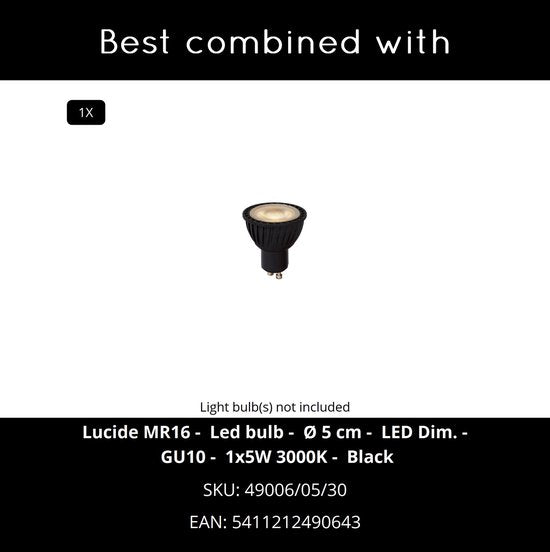 Lucide AVEN – Deckenstrahler (Deckenleuchte) für das Badezimmer – Ø 9 cm – 1xGU10 – IP65 – Schwarz