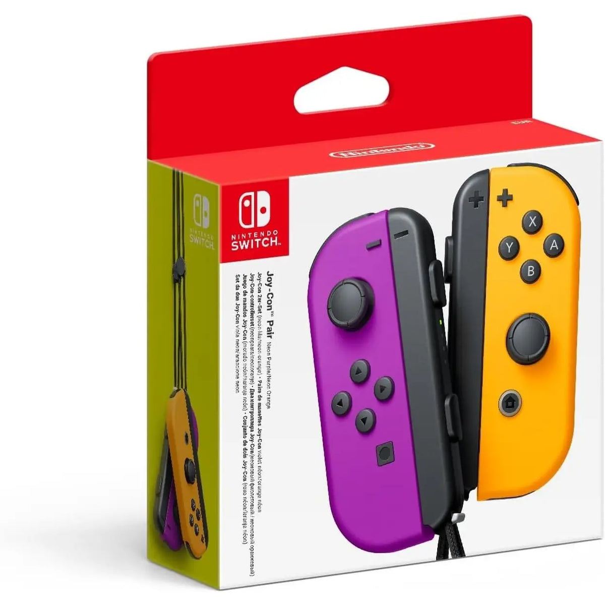 Nintendo Switch Joy-Con-Paar – Neon-Lila/Neon-Orange – Mit 2 Handschlaufen