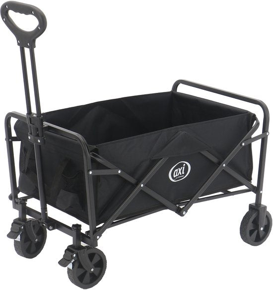 AXI SB120 Zusammenklappbarer Handwagen – Schwarz – Mit Zugstange, Bremsen und Schutzhülle – 60 kg Tragkraft – Einfach zu transportieren – Metall