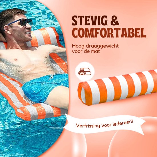 Travelly - Luxus Wasserhängematte - Hängematte - Luftmatratze - Luftmatratze Pool - Wasserspielzeug - Wasserhängematte - Orange
