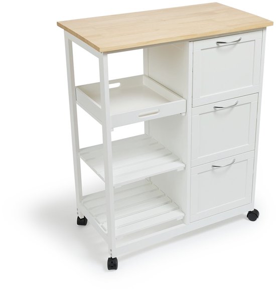 Lifa Living Küchenwagen Sophie - Räder - Servierwagen - Weiß - 67x37x84(LxBxH)