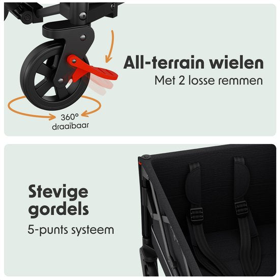 LifeGoods Wagon - faltbar - Kindertransport - mit Dach - 80KG Tragfähigkeit - Strandwagen - schwenkbare Räder - Anthrazit