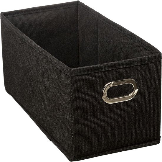 5Five Aufbewahrungskorb/Schrankkorb – schwarz – Leinen – 7 Liter – 31 x 15 x 15 cm – Aufbewahrungsbox – Körbe für Regale