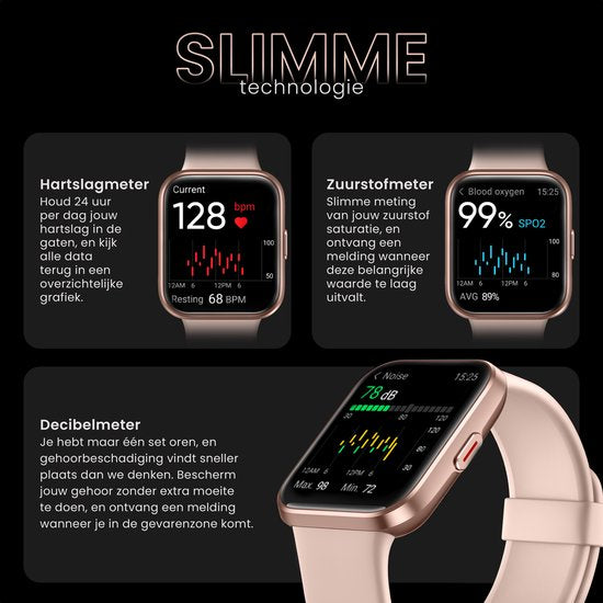 MAOO Maximize Smartwatch - Damen - Volle Klingelfunktion - Herzfrequenzmesser - Schrittzähler - Multisport - Für Android und iOS - Pink