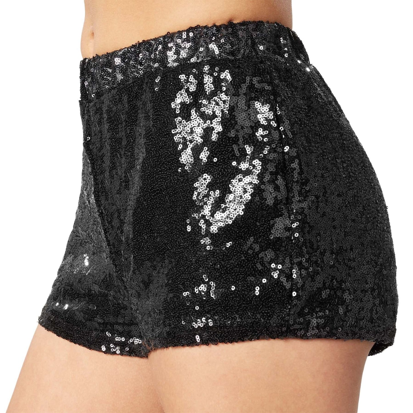 Pailletten-Shorts schwarz - Größe S - Länge 28 cm