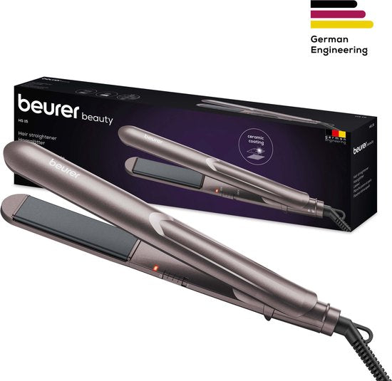 Beurer HS 15 Glätteisen – Haarstyler – Schnelles Aufheizen – Keramikbeschichtung – 360°-Schwenkgelenk – Plattenarretierung – 3 Jahre Garantie