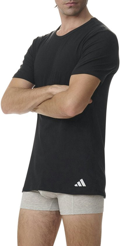 adidas Sportswear 2er-Pack T-Shirt mit Rundhalsausschnitt – Active Flex Cotton – Unterhemden für Herren – 2x schwarz