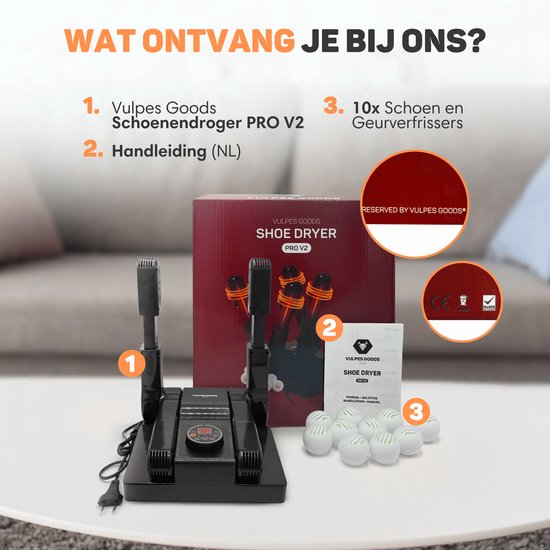 Vulpes Goods® Tech Schuhtrockner & Schuherfrischer - Mit Ozon - Inkl. 10 Schuherfrischer - PRO V2 Version