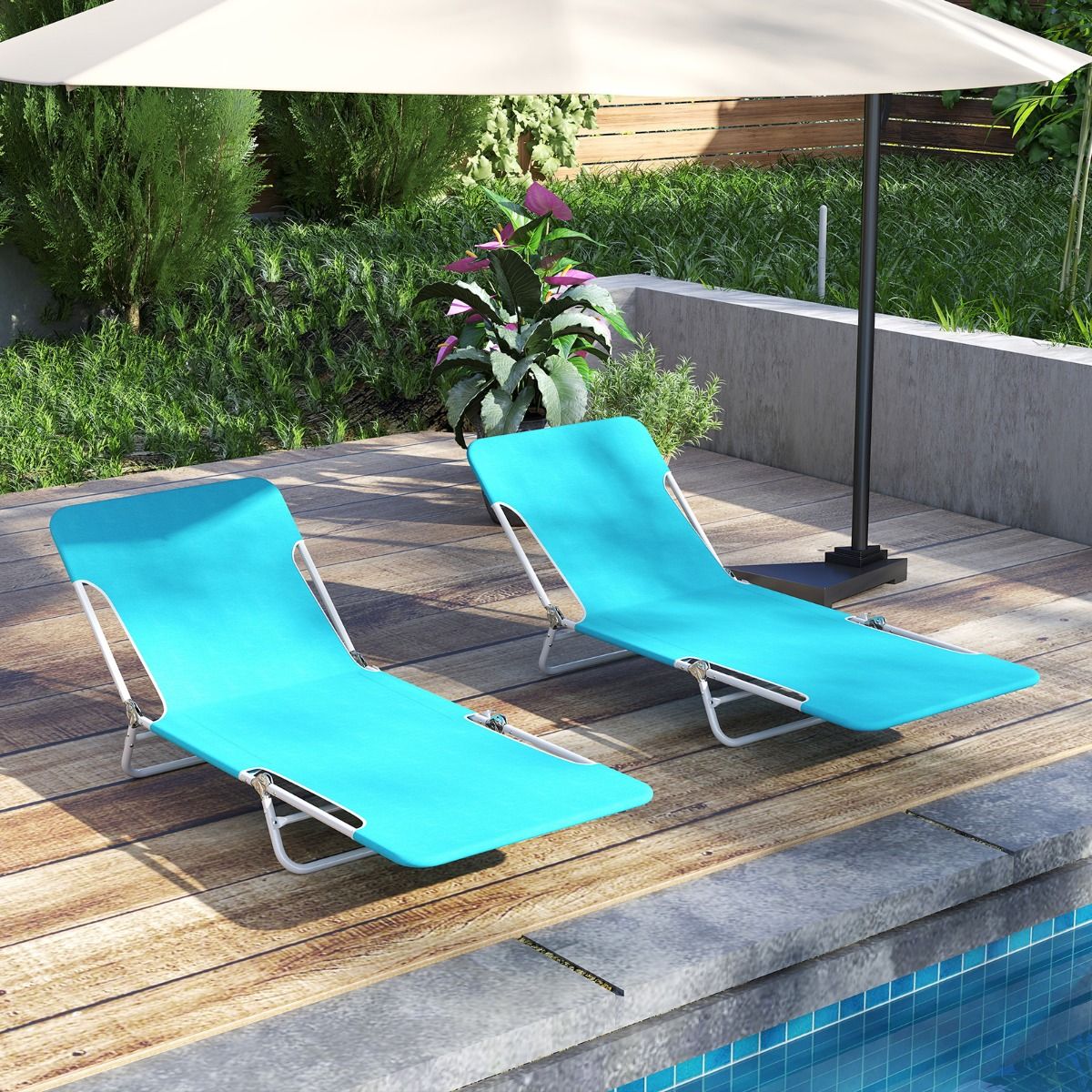 Coast Klappliegestuhl, 2-teilig – in 5 Stufen verstellbar – Blau – 186 x 55 x 30 cm